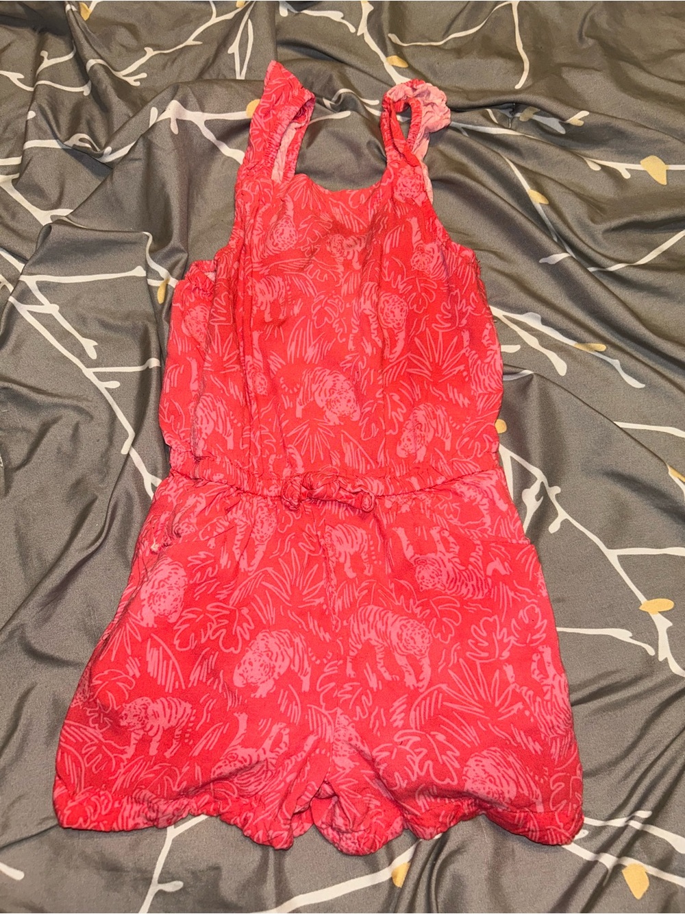 Cat & Jack Coral Red Tropical Print Romper